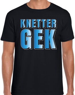 Bellatio Decorations Knetter gek t-shirt zwart met blauwe letters voor heren 2XL