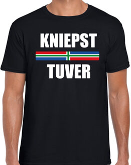 Bellatio Decorations Kniepst tuver met vlag Groningen t-shirts Gronings dialect zwart voor heren