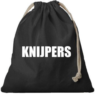 Bellatio Decorations Knijperzak - canvas opbergzakje - voor knijpers - zwart - 25 x 30 cm - met koord