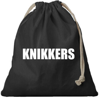 Bellatio Decorations Knikkerzak - zwart - bedrukt - voor jongens en meisjes - katoen - Opbergzakje knikkers