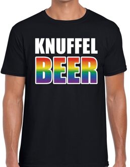 Bellatio Decorations Knuffel beer gaypride shirt zwart voor heren 2XL