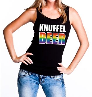 Bellatio Decorations Knuffel beer gaypride tanktop zwart voor dames L