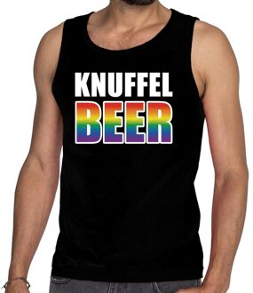 Bellatio Decorations Knuffel beer tanktop/mouwloos shirt zwart heren 2XL