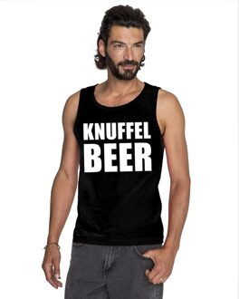 Bellatio Decorations Knuffel beer tekst singlet shirt/ tanktop zwart heren 2XL