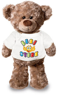 Bellatio Decorations Knuffel teddybeer - bere sterk - 24 cm - pluche - met shirt