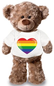 Bellatio Decorations Knuffel teddybeer - gaypride - 24 cm - pluche - met shirt