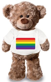 Bellatio Decorations Knuffel teddybeer - gaypride - 43 cm - pluche - met shirt