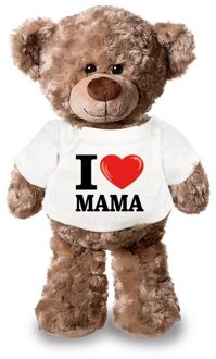 Bellatio Decorations Knuffel teddybeer - i love mama - 43 cm - pluche - met shirt