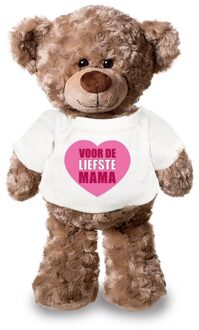 Bellatio Decorations Knuffel teddybeer - liefste mama- 24 cm - pluche - met shirt