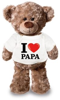 Bellatio Decorations Knuffel teddybeer met I love papa shirt 43 cm - Knuffelberen Bruin