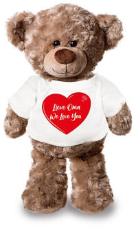 Bellatio Decorations Knuffel teddybeer - oma we love you - 24 cm - pluche - met shirt
