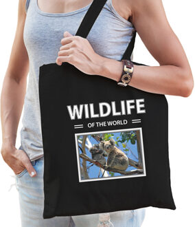 Bellatio Decorations Koala tasje zwart volwassenen en kinderen - wildlife of the world kado boodschappen tas