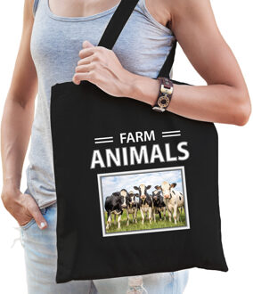 Bellatio Decorations Koe tasje zwart volwassenen en kinderen - farm animals kado boodschappen tas