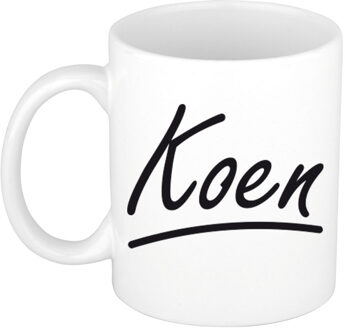Bellatio Decorations Koen Naam koffiemok - beker - met sierlijke letters - wit - 300 ml - Cadeau - Heren