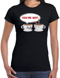 Bellatio Decorations Koffie kopjes cadeau t-shirt zwart voor dames 2XL