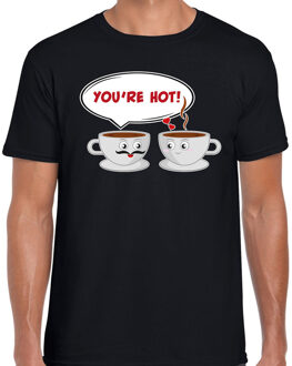 Bellatio Decorations Koffie kopjes cadeau t-shirt zwart voor heren 2XL