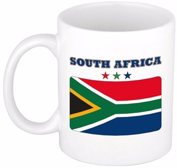 Bellatio Decorations Koffie mok - drink beker - print vlag Zuid Afrika - 300 ml - supporters cadeau Blauw