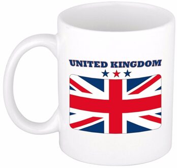 Bellatio Decorations Koffie mok - Engeland - vlag print - 300 ml - wit - keramiek - Supporters - Landen - Beker
