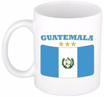 Bellatio Decorations Koffie mok - Guatemala - vlag print - 300 ml - wit - keramiek - Supporters - Landen - Beker Multi