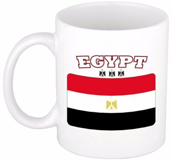 Bellatio Decorations Koffie mok - Hongarije - vlag print - 300 ml - wit - keramiek - Supporters - Landen - Beker Multi