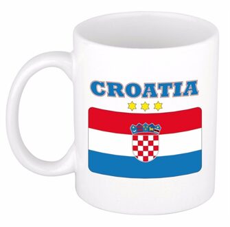 Bellatio Decorations Koffie mok - Kroatie - vlag print - 300 ml - wit - keramiek - Supporters - Landen - Beker Multi