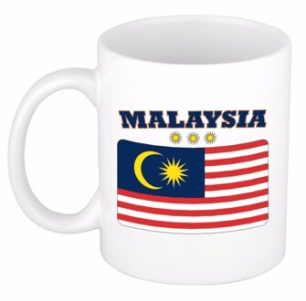 Bellatio Decorations Koffie mok - Maleisie - vlag print - 300 ml - wit - keramiek - Supporters - Landen - Beker Multi