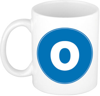 Bellatio Decorations Koffie mok met de letter O - beker - blauw - eerste letter van een voornaam - wit - 300 ml