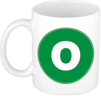 Bellatio Decorations Koffie mok met de letter O - beker - groen - eerste letter van een voornaam - wit - 300 ml