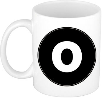 Bellatio Decorations Koffie mok met de letter O - beker - zwart - eerste letter van een voornaam - wit - 300 ml