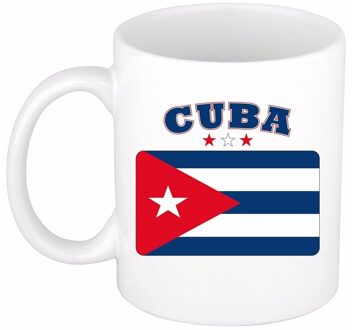 Bellatio Decorations Koffie mok met vlag Cuba - drinkbeker - Cubaanse vlag - 300 ml - supporters Multi
