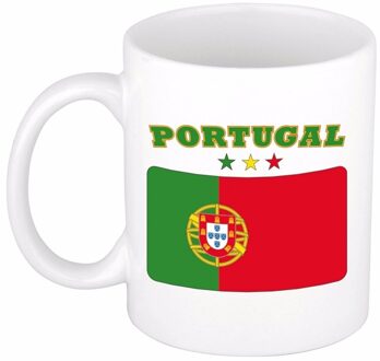 Bellatio Decorations Koffie Mok Portugese vlag - 300 ml - Portugal - landen supporters - cadeau Wit