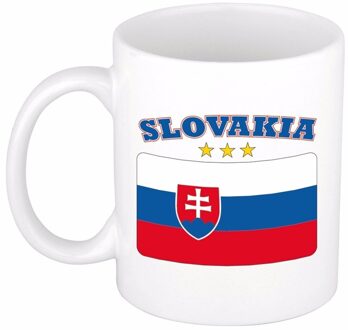 Bellatio Decorations Koffie mok - Slowakije - vlag print - 300 ml - wit - keramiek - Supporters - Landen - Beker Multi
