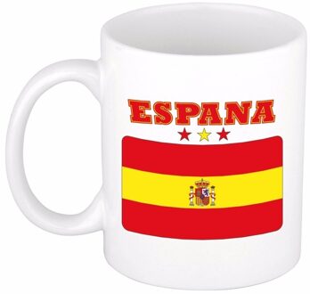 Bellatio Decorations Koffie mok - Spanje - vlag print - 300 ml - wit - keramiek - Supporters - Landen - Beker