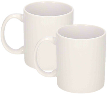 Bellatio Decorations Koffie/thee mok - 2x - wit - keramiek - 300 ml - onbedrukte mok - DIY project - cadeau mok