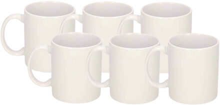 Bellatio Decorations Koffie/thee mok - 6x - wit - keramiek - 300 ml - onbedrukte mok - DIY project - cadeau mok