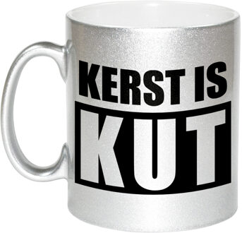 Bellatio Decorations Koffiemok - Kerst is kut - 330 ml - keramiek - zilver - koffiemok / theebeker - Kerstmis - Hater