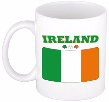 Bellatio Decorations Koffiemok met vlag van Ierland - Ierse vlag - 300 ml - supporters Groen