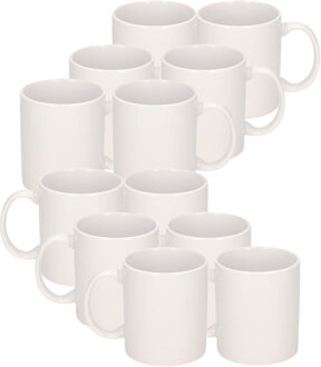 Bellatio Decorations Koffiemokken Basic model - 30x - keramiek - wit - 300 ml - voor kantoor/kantine