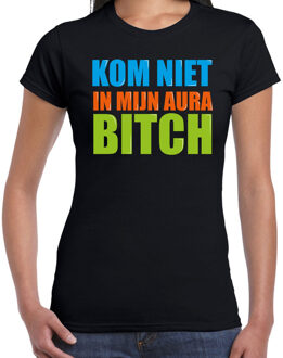 Bellatio Decorations Kom niet in mijn aura bitch fun tekst t-shirt zwart dames