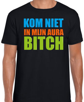 Bellatio Decorations Kom niet in mijn aura bitch fun tekst t-shirt zwart heren