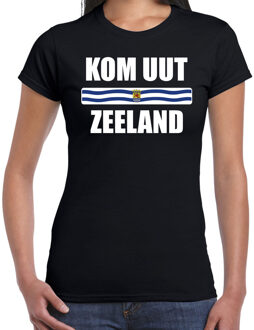 Bellatio Decorations Kom uut Zeeland met vlag Zeeland t-shirt zwart dames - Zeeuws dialect cadeau shirt - Zeeuwse XS