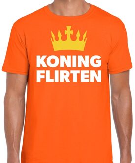 Bellatio Decorations Koning flirten t-shirt oranje heren 2XL - Feestshirts