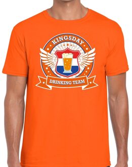 Bellatio Decorations Koningsdag drinking team t-shirt oranje heren 2XL - Feestshirts