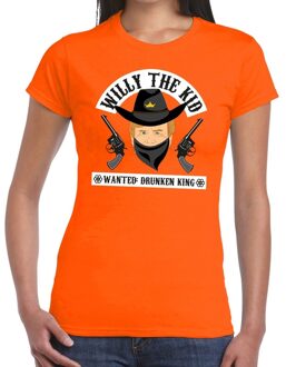 Bellatio Decorations Koningsdag fun t-shirt Willy the Kid oranje dames 2XL - Feestshirts