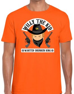 Bellatio Decorations Koningsdag fun t-shirt Willy the Kid oranje heren 2XL - Feestshirts