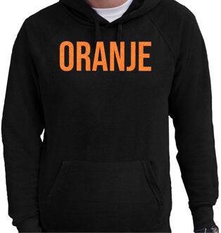 Bellatio Decorations Koningsdag hoodie voor heren - oranje - zwart - met glitters - feestkleding 2XL