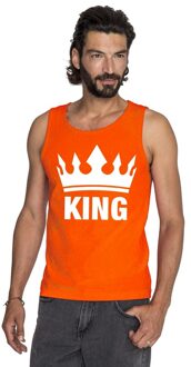 Bellatio Decorations Koningsdag King mouwloos shirt oranje heren 2XL - Feestshirts