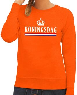 Bellatio Decorations Koningsdag met Hollandse vlag sweater oranje dames 2XL - Feesttruien