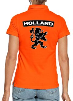 Bellatio Decorations Koningsdag polo t-shirt oranje Holland met grote zwarte leeuw voor dames M - Feestshirts