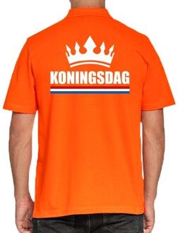 Bellatio Decorations Koningsdag polo t-shirt oranje met kroon voor heren 2XL - Feestshirts